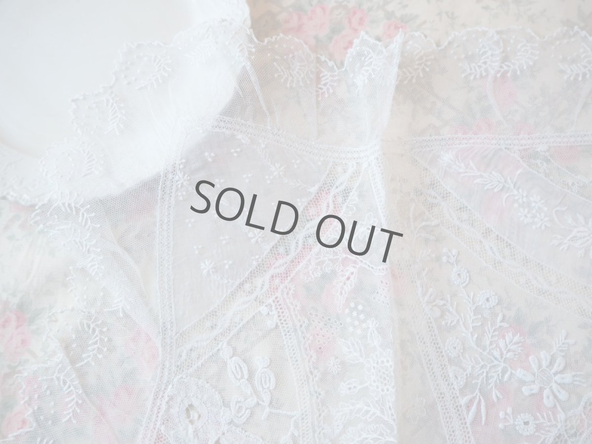 画像4: 手仕事ノルマンディー刺繍チュールドイリー／角形 (4)