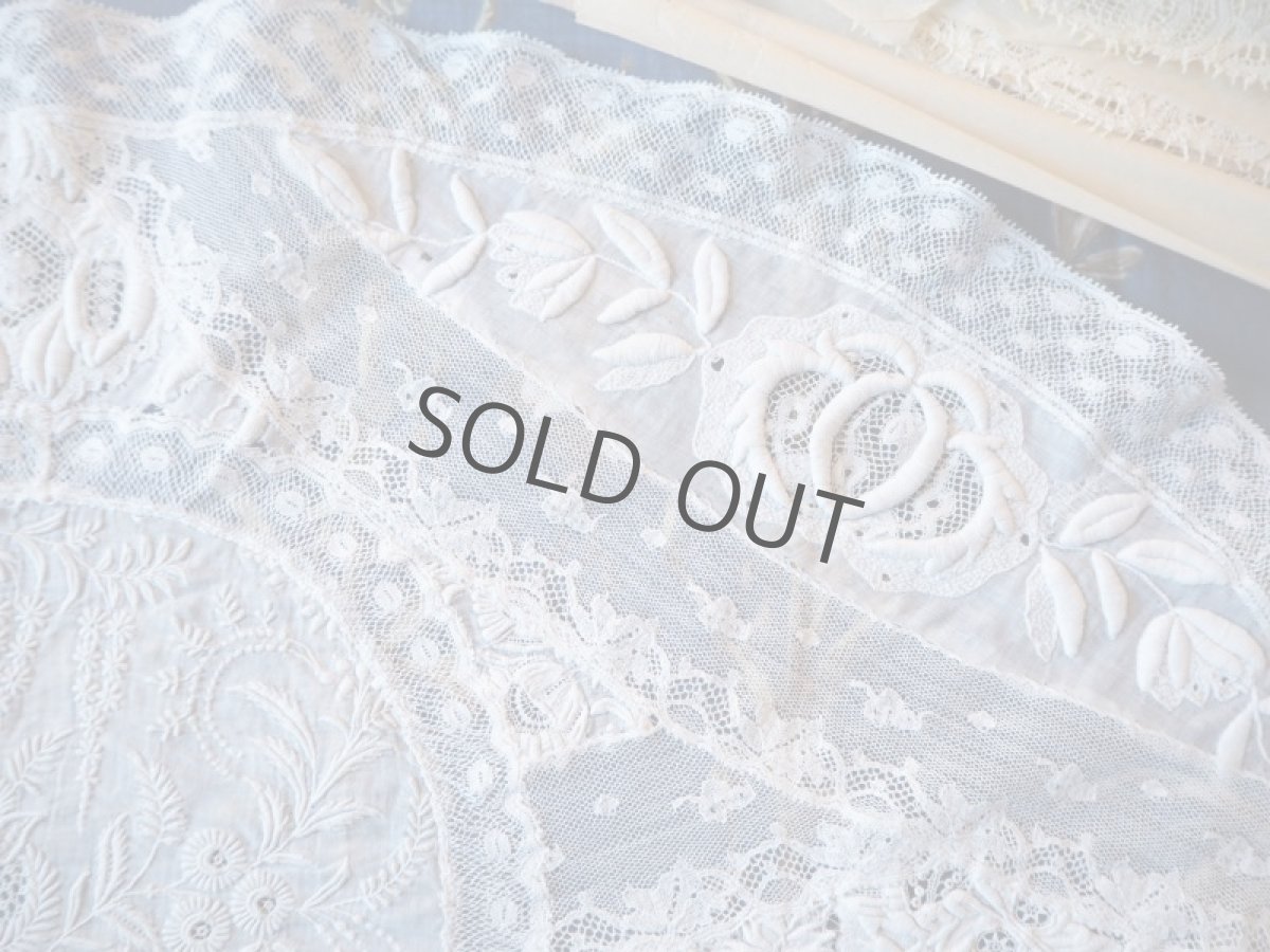 画像6: 手仕事ノルマンディー刺繍ドイリー／楕円 (6)