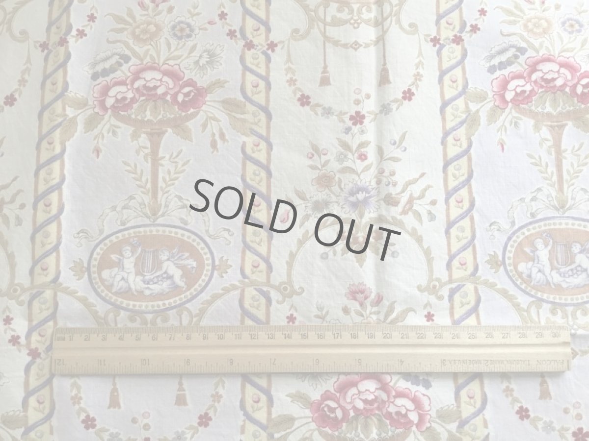 画像3: 1900年初期フランス古布天使と花柄／ロココデザイン (3)