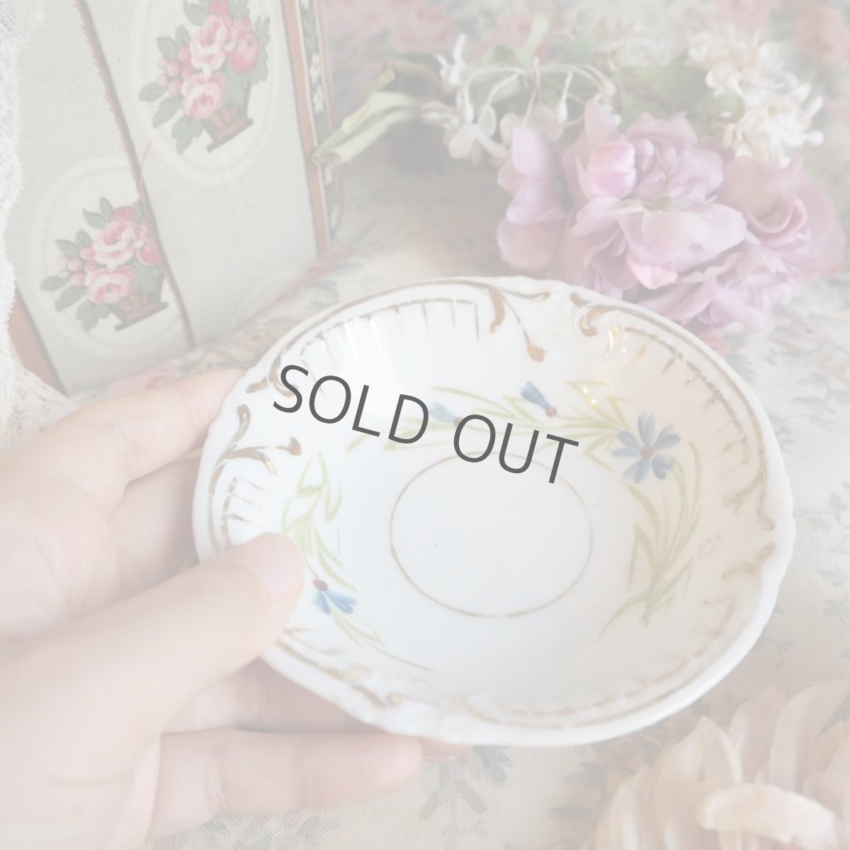 画像7: 手描きの花陶器の小皿／おままごと／ドール用 (7)