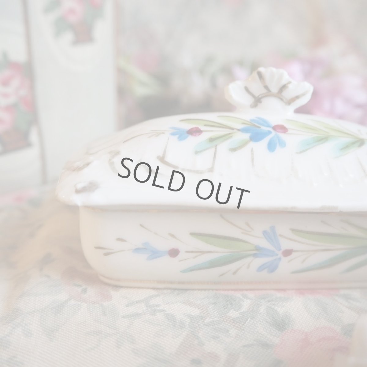 画像9: 手描きの花陶器の蓋付小物入れおままごと／ドール用 (9)