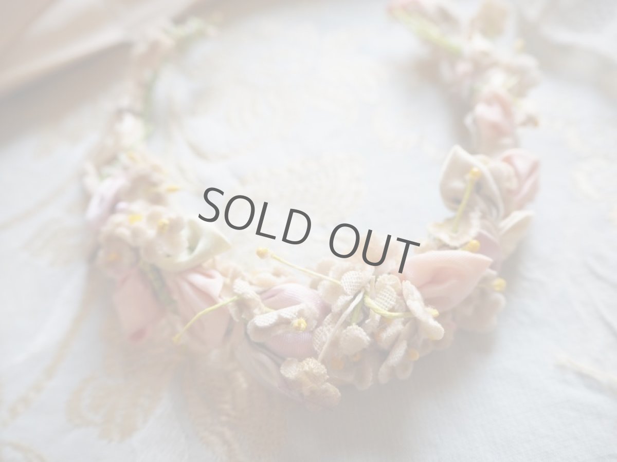 画像12: ピンクのベルベット布花ティアラ／ドール用 (12)