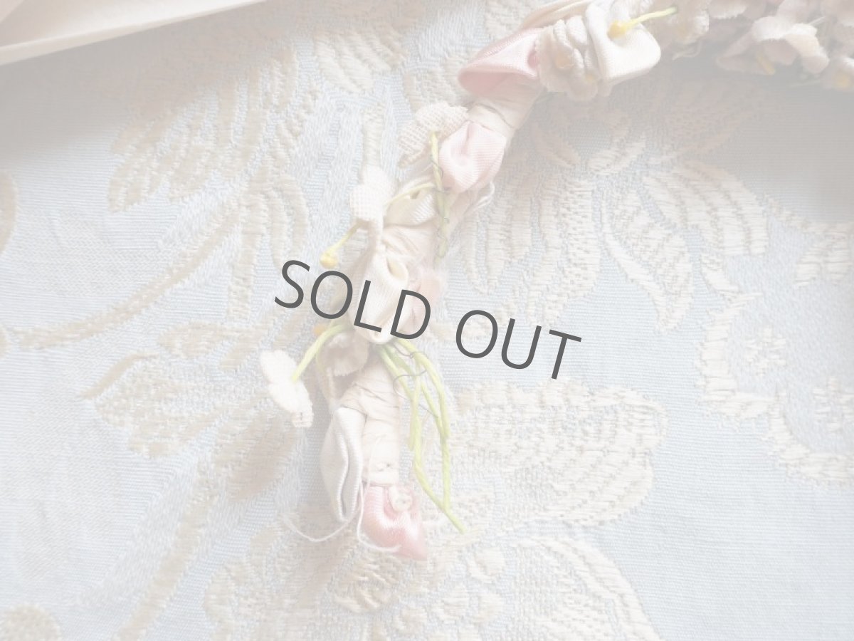 画像4: ピンクのベルベット布花ティアラ／ドール用 (4)