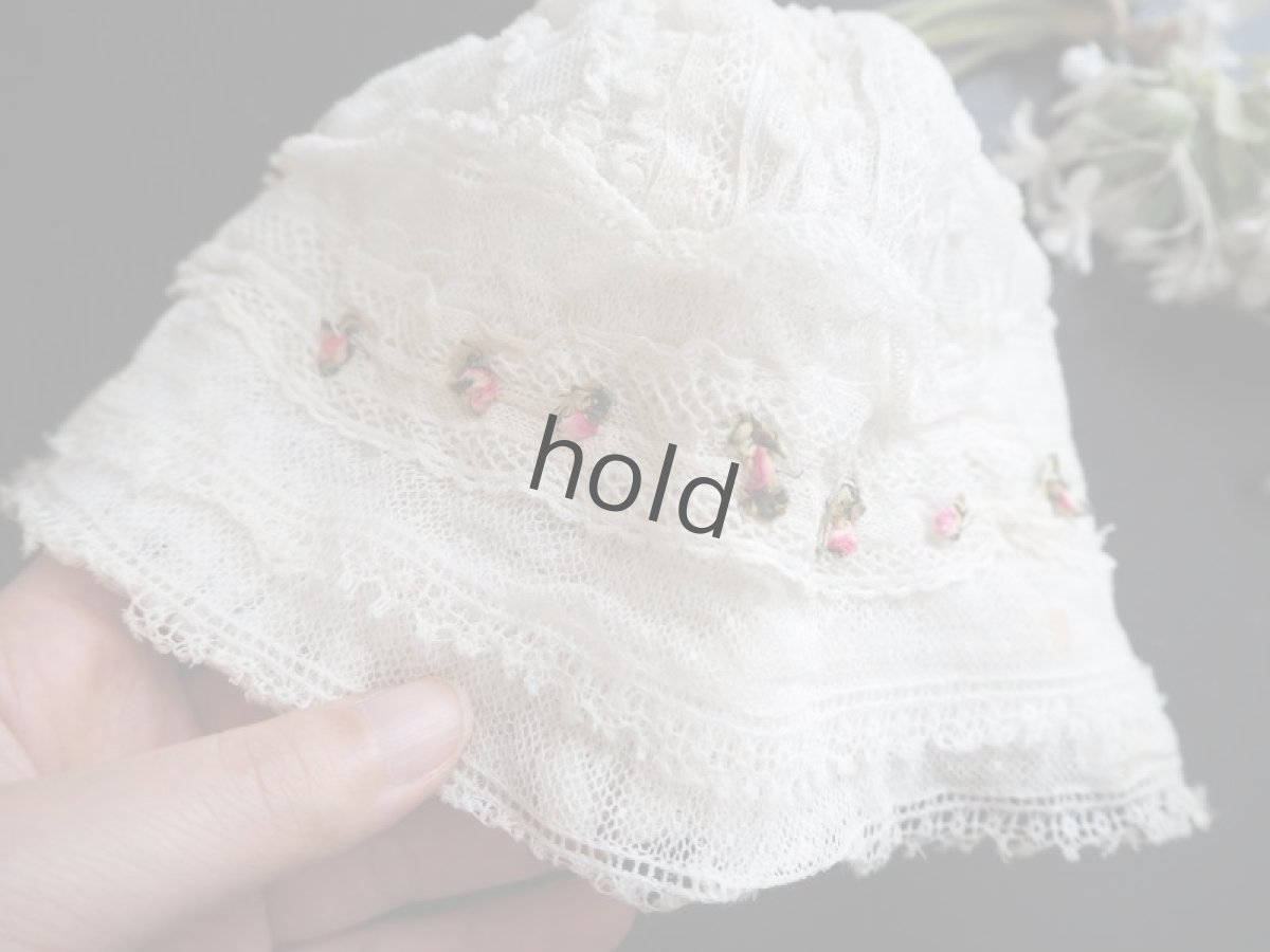 画像7: レースベビーボネ／ロココ小花 (7)