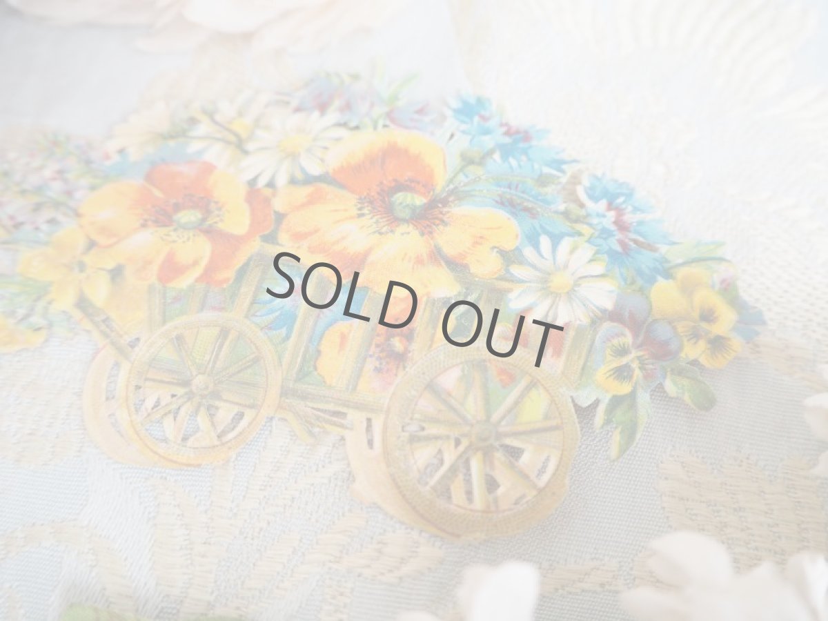 画像3: オレンジ色花のクロモスカード/花車 (3)