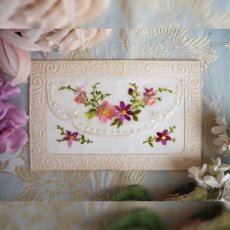 画像1: 小花刺繍のカード／封筒形 (1)