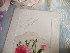 画像2: 花刺繍カード／ピンク花籠 (2)