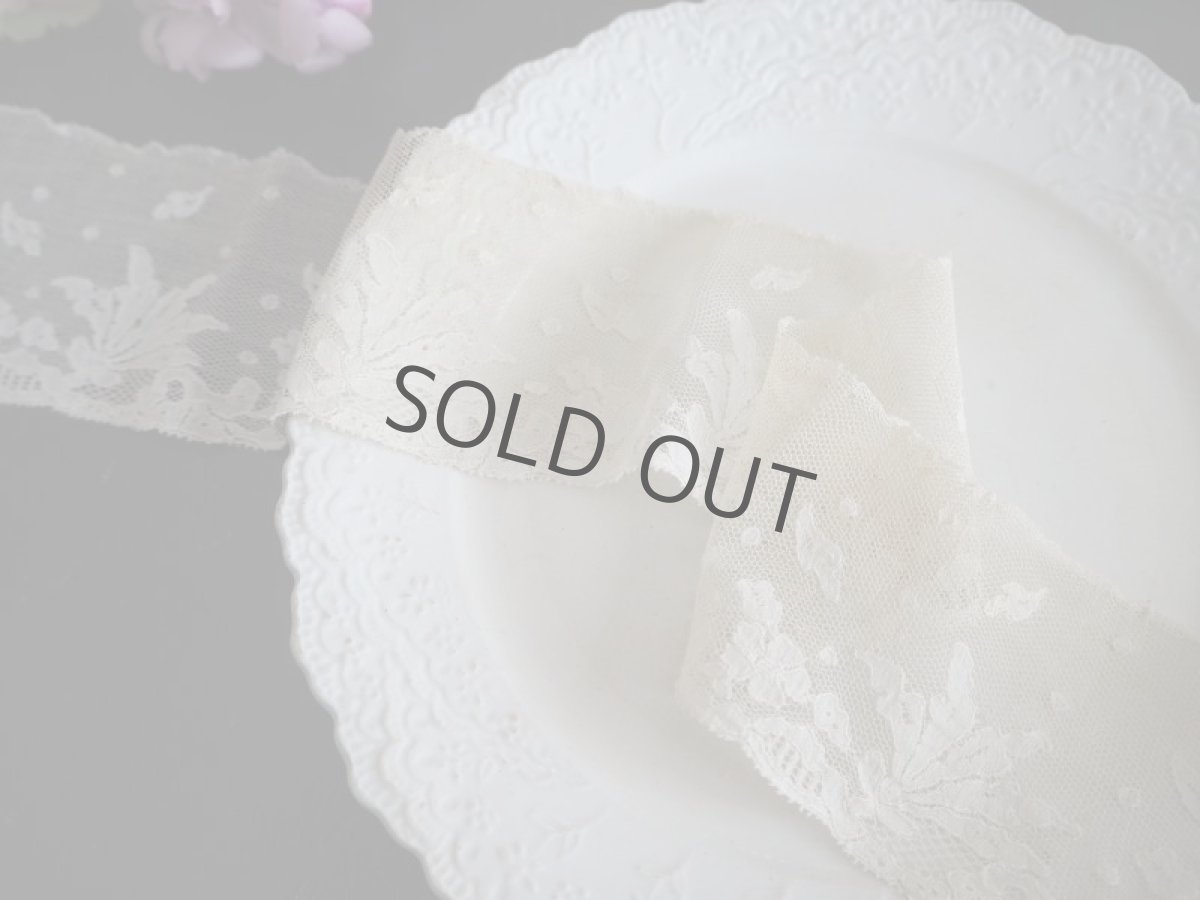 画像3: 繊細なアップリケ模様レース/巾6.5×88cm (3)