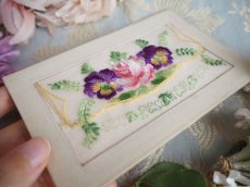 画像6: 薔薇とパンジーの刺繍のカード/封筒形 (6)