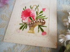 画像3: 花刺繍カード／ピンク花籠 (3)