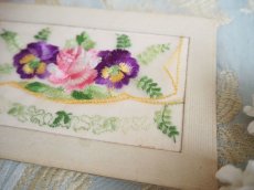 画像3: 薔薇とパンジーの刺繍のカード/封筒形 (3)