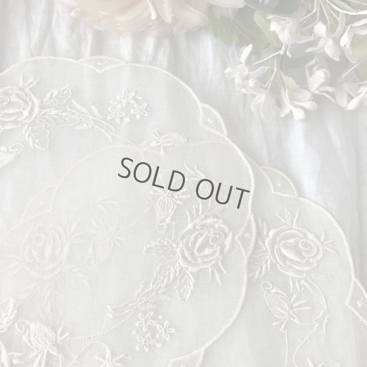 画像7: 薔薇の刺繍オーガンジーレースのドイリー (7)