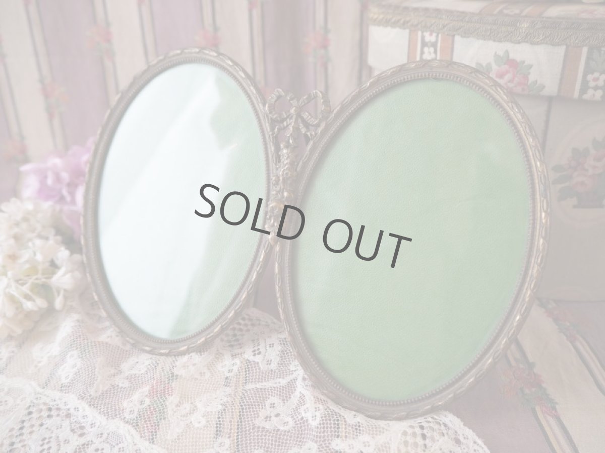 画像2: 花とリボンモチーフ写真立て／ペア楕円 (2)