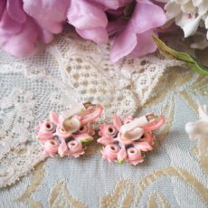画像10: ロマンチックきらきらピンクの小花のブローチ&イヤリングセット (10)