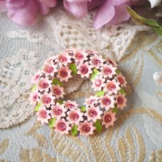 画像8: ロマンチックきらきらピンクの小花のブローチ&イヤリングセット (8)