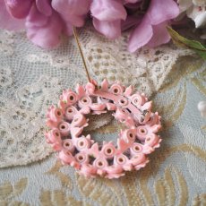 画像7: ロマンチックきらきらピンクの小花のブローチ&イヤリングセット (7)