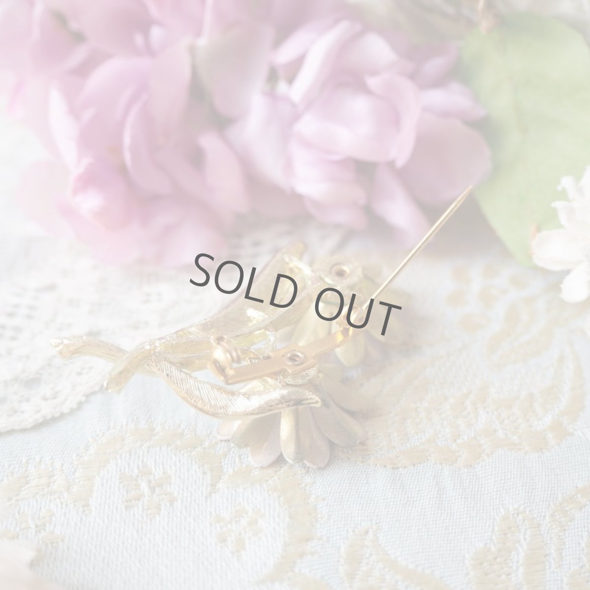 画像6: ピンクの小花エナメルブローチ/キラキラ (6)