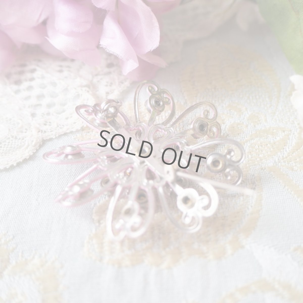 画像6: ピンクラインストーンエナメルのブローチ (6)