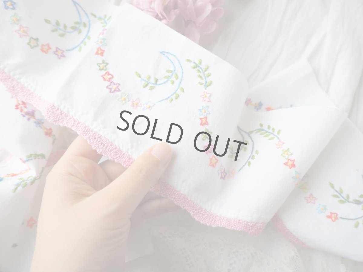 画像6: 手刺繍の棚飾りレースパーツ/ブルー小花 (6)