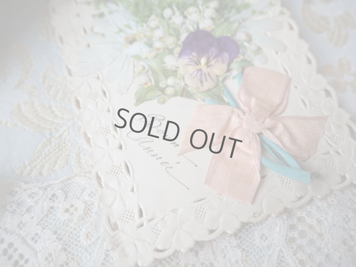 画像4: すずらんヴィオラとシルクリボンのクロモカード/レース透かしエンボス (4)