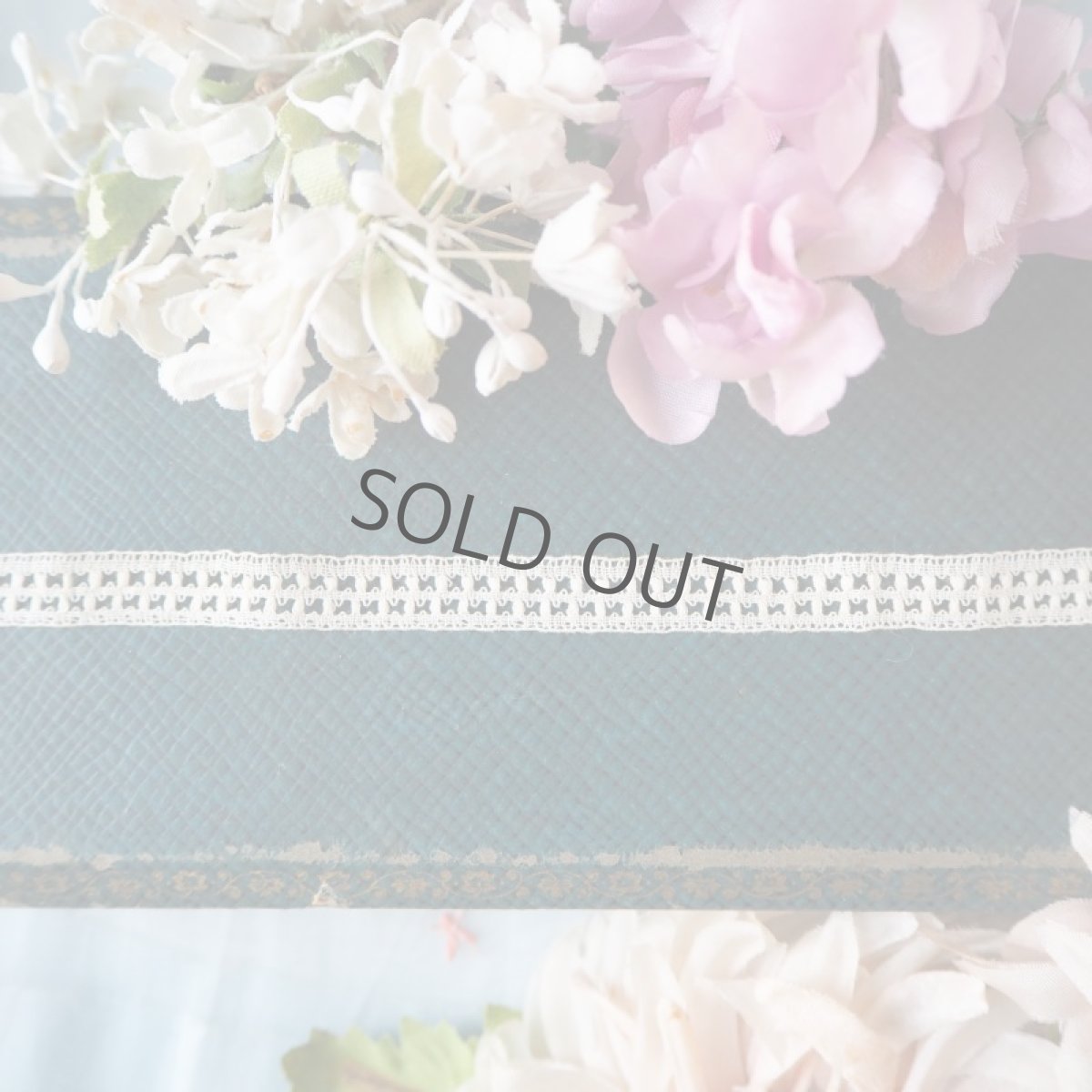 画像2: 格子模様の細レース/生成り (2)