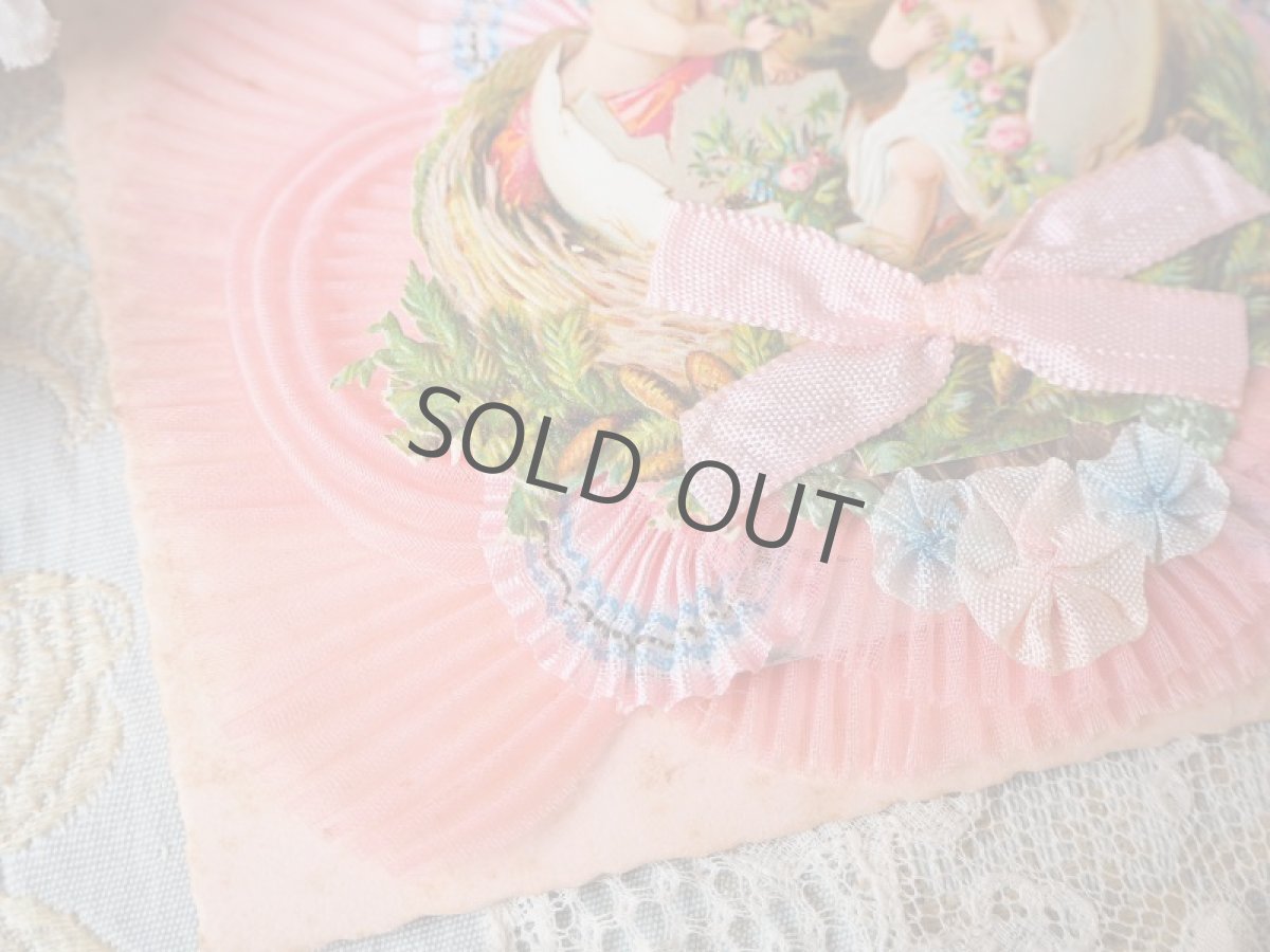 画像4: ピンクのプリーツリボンと天使とお花のクロモカード (4)