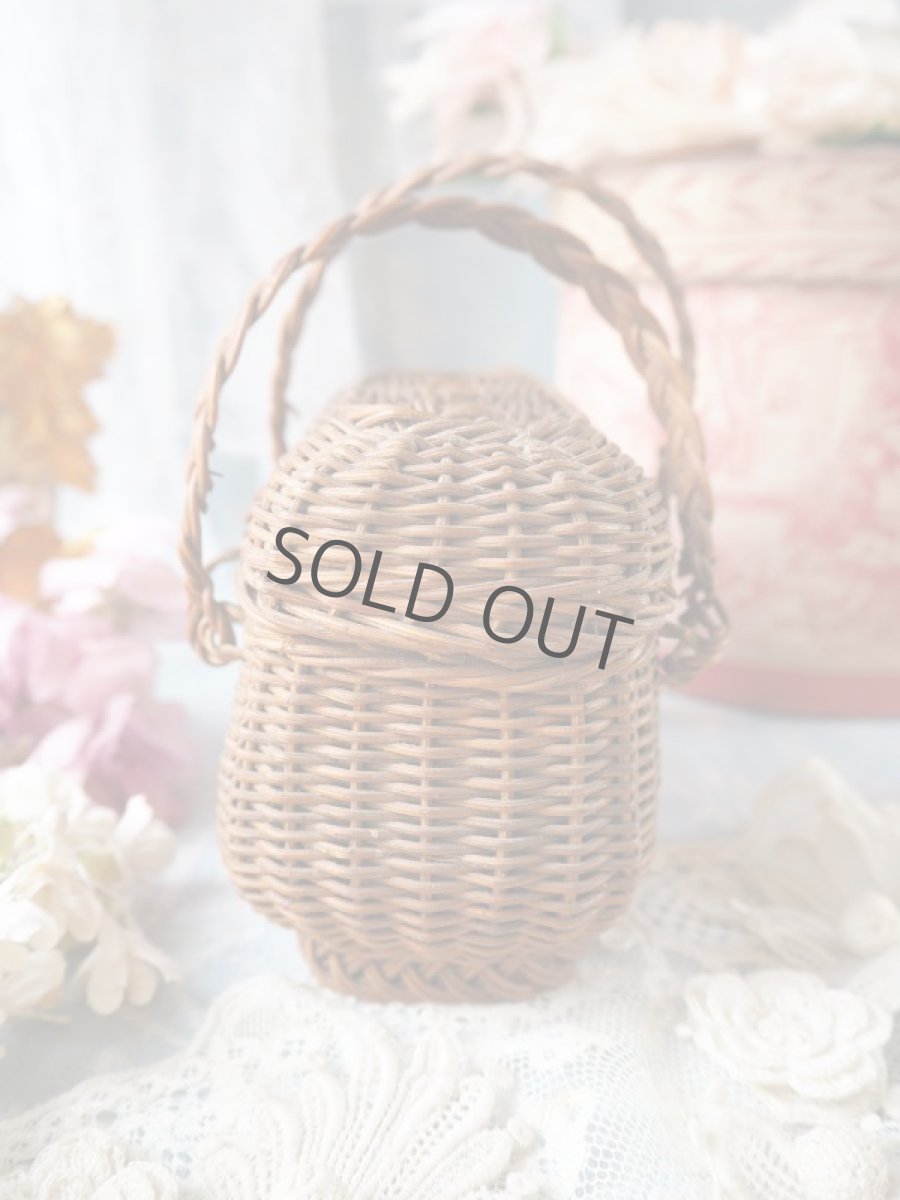 画像3: ドール用蓋付き小さなパニエ/籐製バスケット (3)