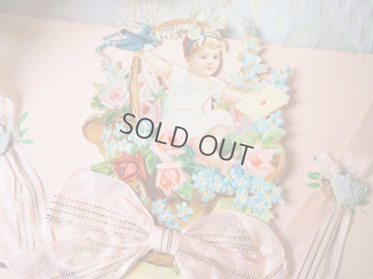 画像3: ピンクのリボンと天使のクロモカード/中にもカード (3)