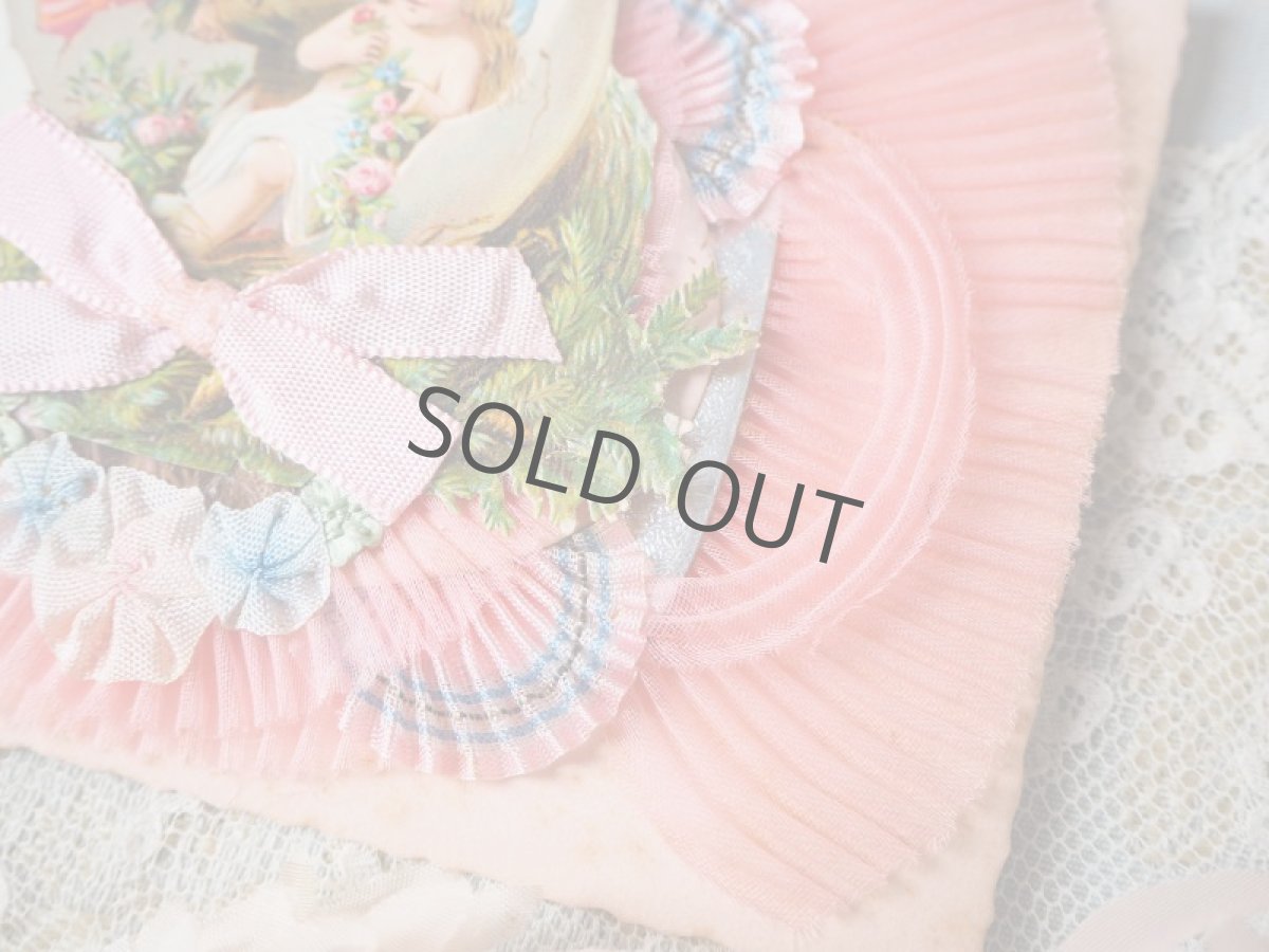 画像5: ピンクのプリーツリボンと天使とお花のクロモカード (5)