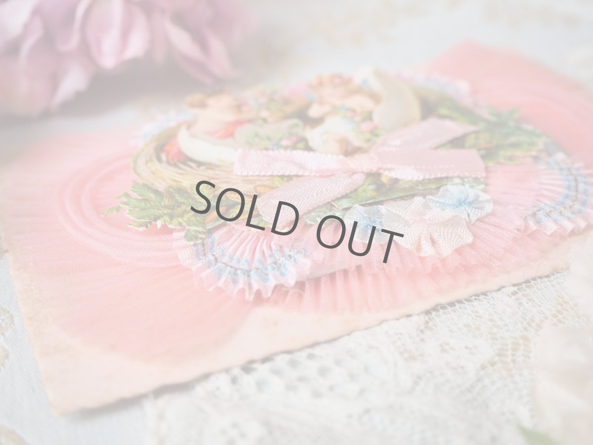 画像6: ピンクのプリーツリボンと天使とお花のクロモカード (6)