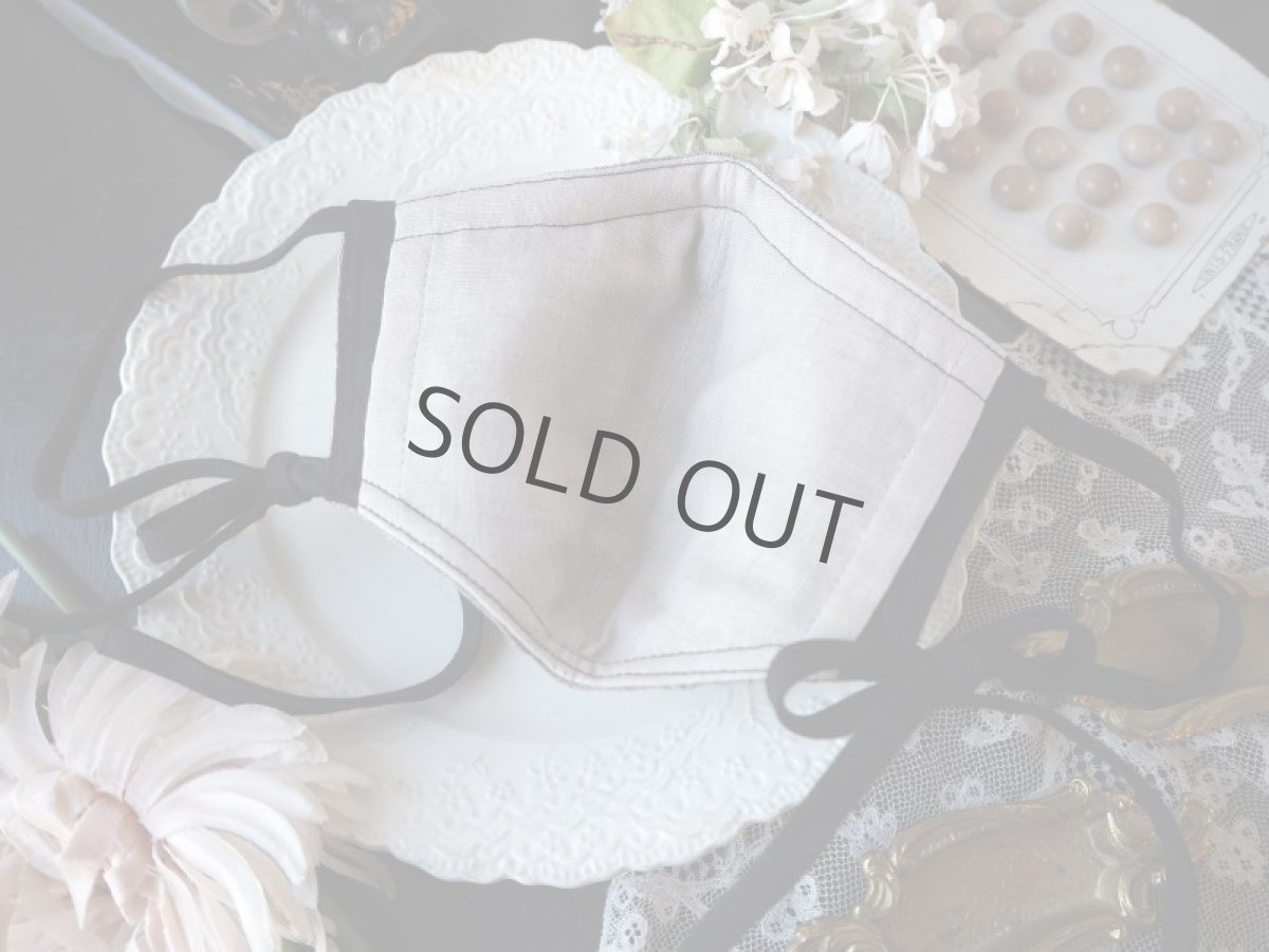 画像3: 【受注販売】ロゼッティ、リボンの布マスク/縮加工×黒リボン/顎下リボンver (Rosetta Grotti) (3)