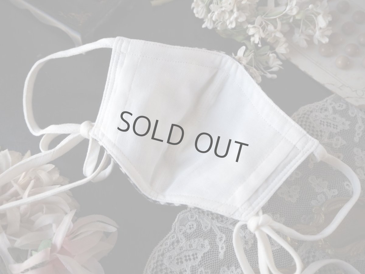 画像4: 【受注販売】ロゼッティ、リボンの布マスク/チェック×白リボン/顎下リボンver (Rosetta Grotti) (4)