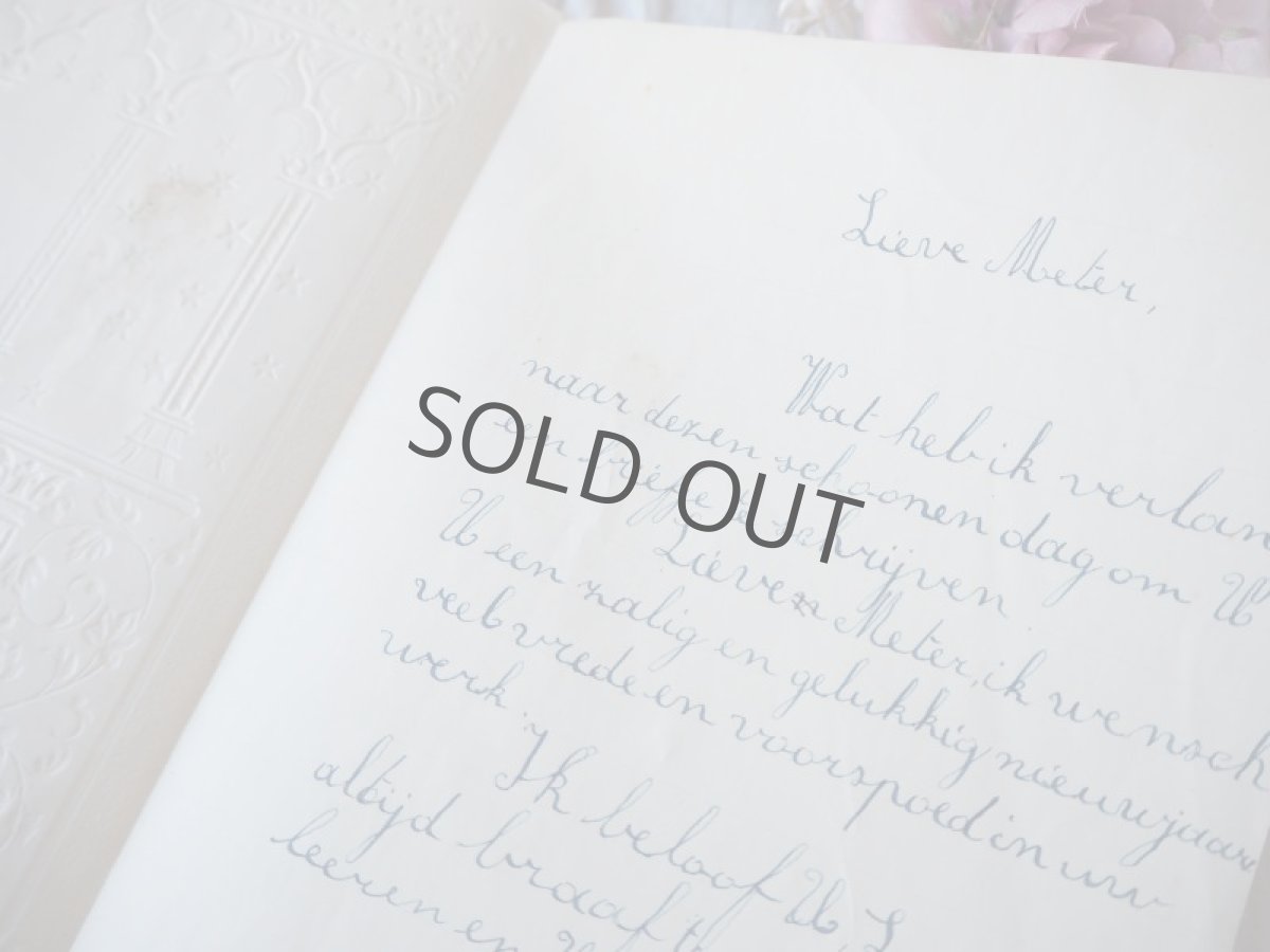 画像5: 金彩とエンボスのお花とベビーキリスト&天使柄のクロモレター/手紙カード (5)