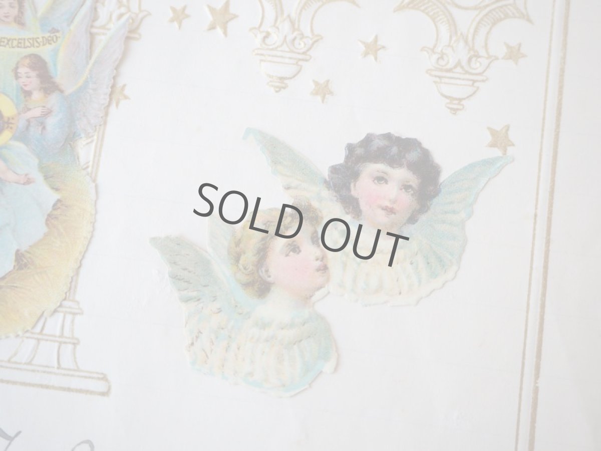 画像11: 金彩とエンボスのお花とベビーキリスト&天使柄のクロモレター/手紙カード (11)