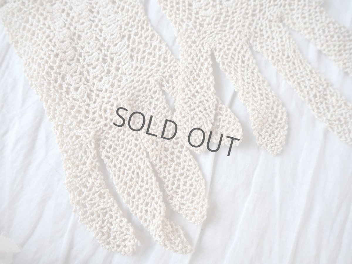 画像2: 手仕事クロシェ手袋/生成り子供用 (2)