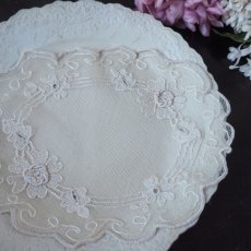 画像3: チュールレースのドイリー薔薇のモチーフ刺繍 (3)