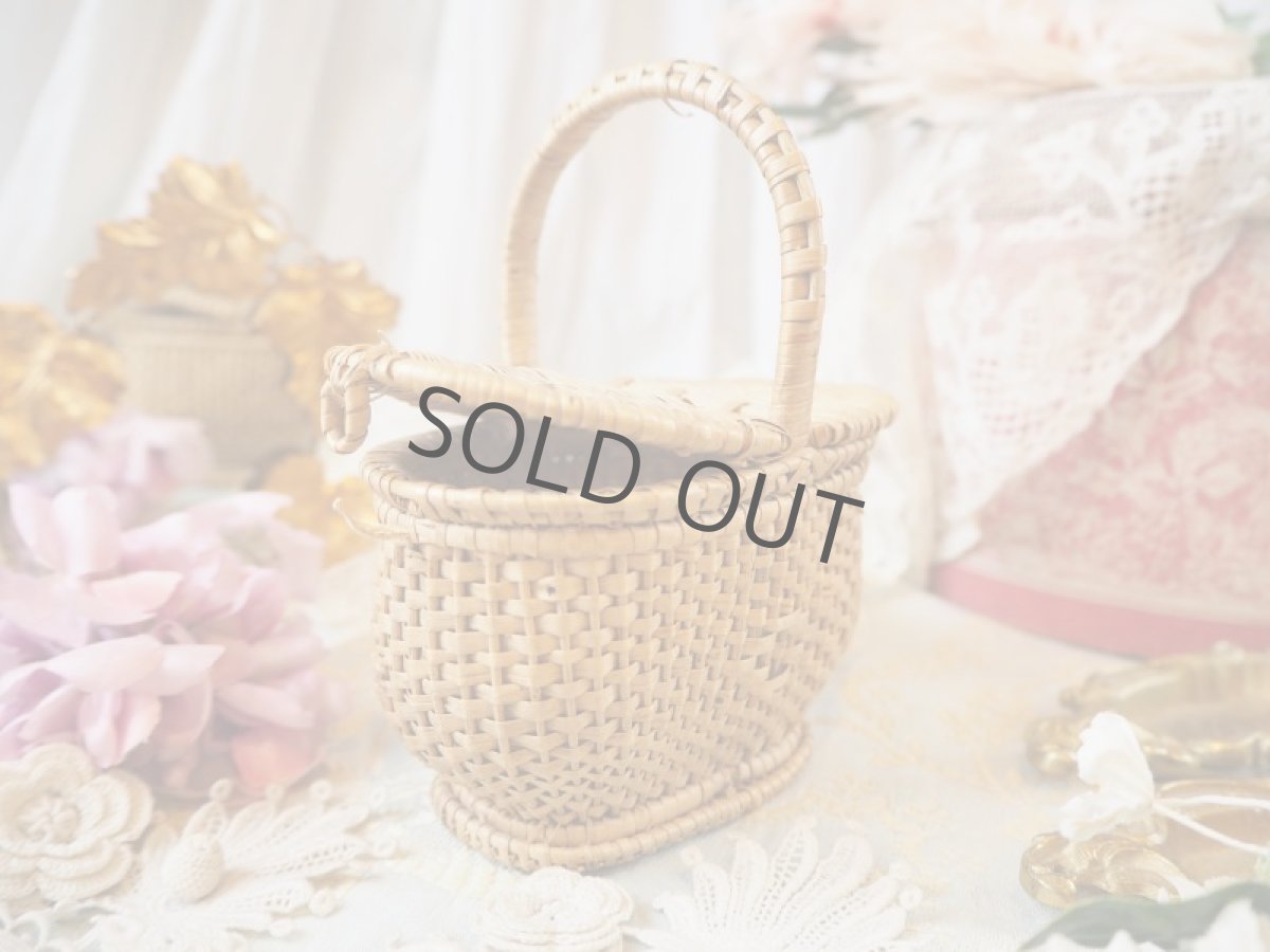 画像6: ドール用楕円形の小さなパニエ/蓋が両開きのバスケット (6)