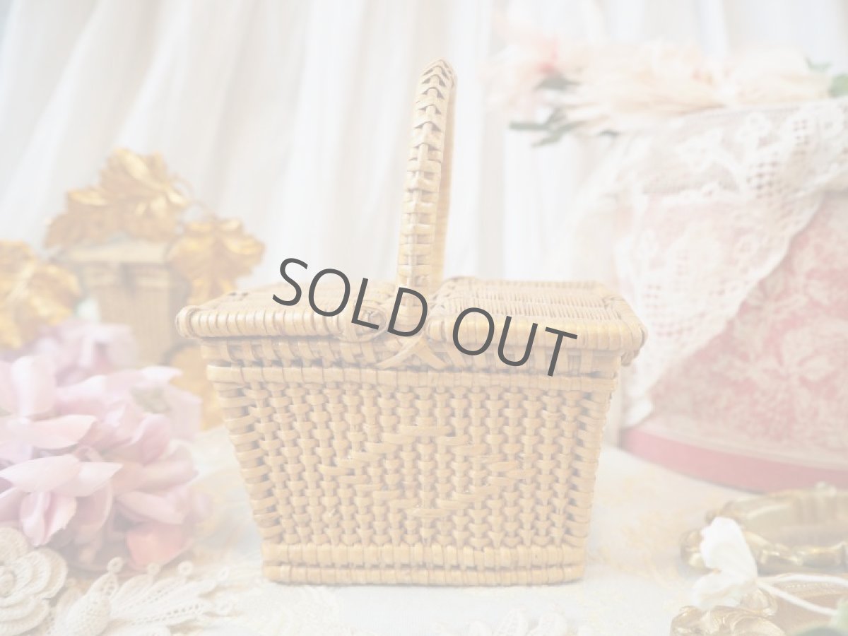 画像4: ドール用の小さなパニエ長方形/蓋が両開きのバスケット (4)