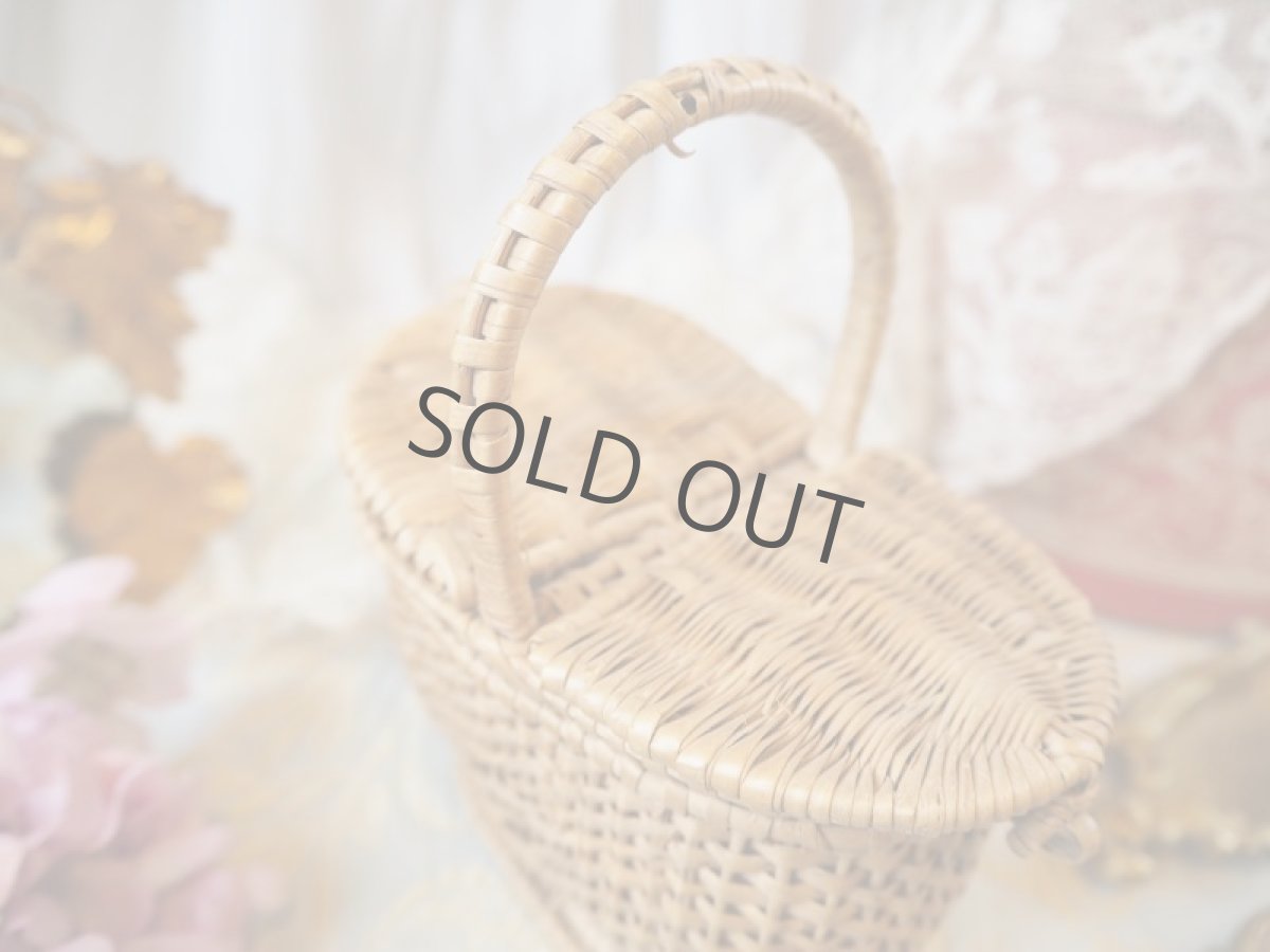 画像9: ドール用楕円形の小さなパニエ/蓋が両開きのバスケット (9)