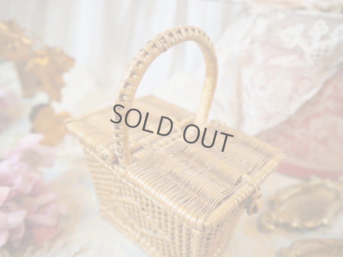 画像8: ドール用の小さなパニエ長方形/蓋が両開きのバスケット (8)