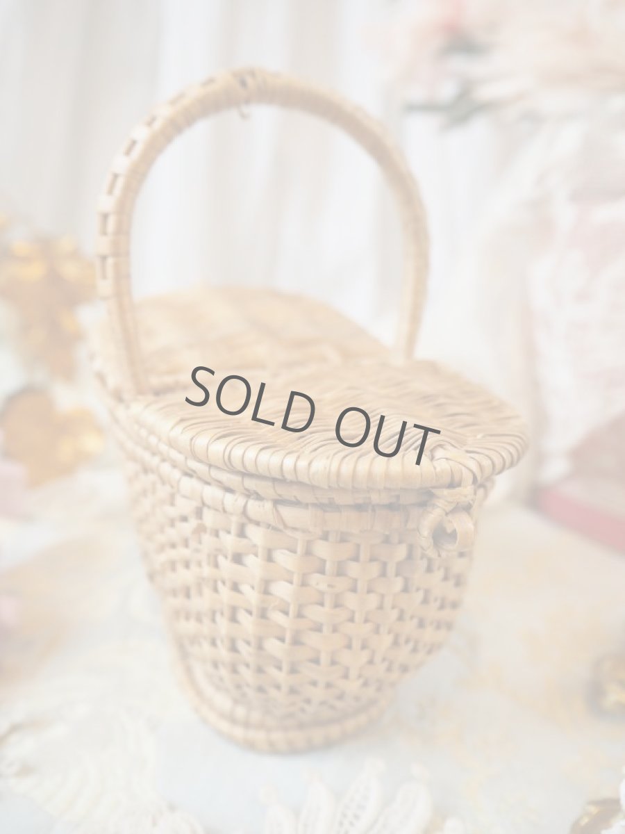 画像8: ドール用楕円形の小さなパニエ/蓋が両開きのバスケット (8)