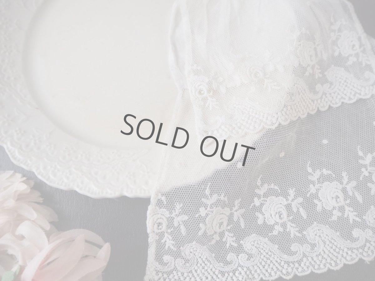 画像6: 薔薇の刺繍チュールレースのジャボ／胸飾り (6)