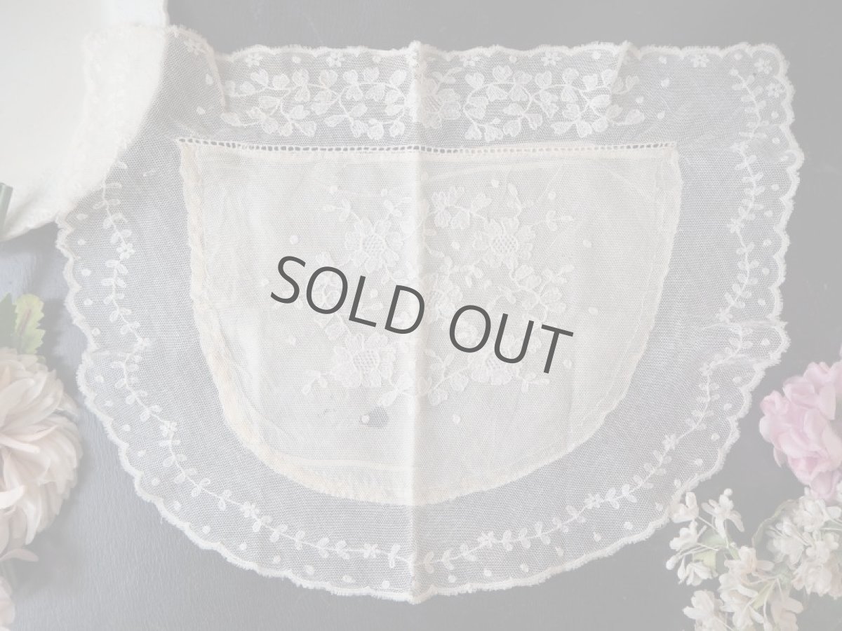 画像11: 半円形チュールレースに刺繍のドイリー/シルク使い (11)