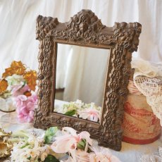 画像1: 天使と花のロココ柄ミラー／小さめの鏡 (1)