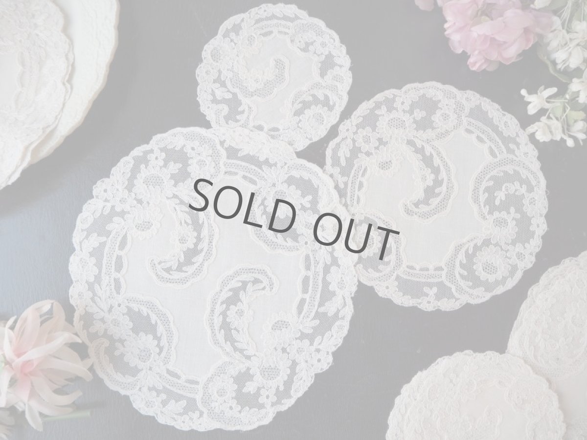 画像2: Alancon lace のドイリー3種/1940年代 (2)