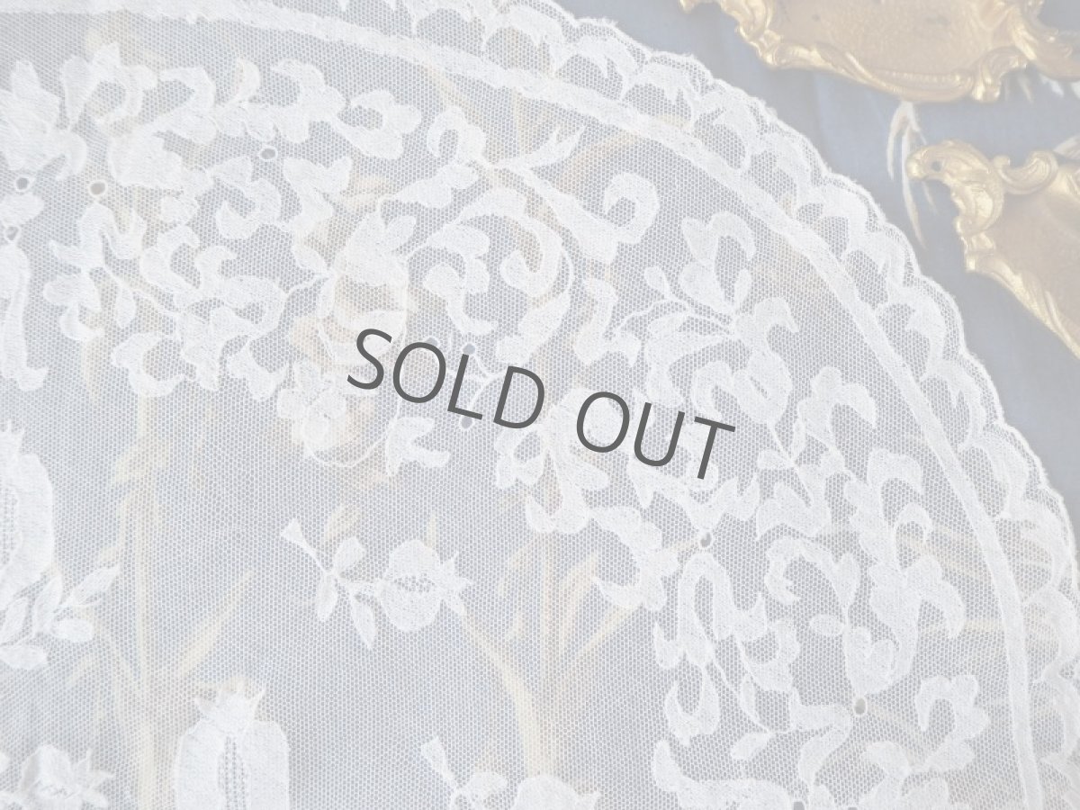 画像4: チュールレースのアップリケ刺繍ドイリー楕円形 (4)