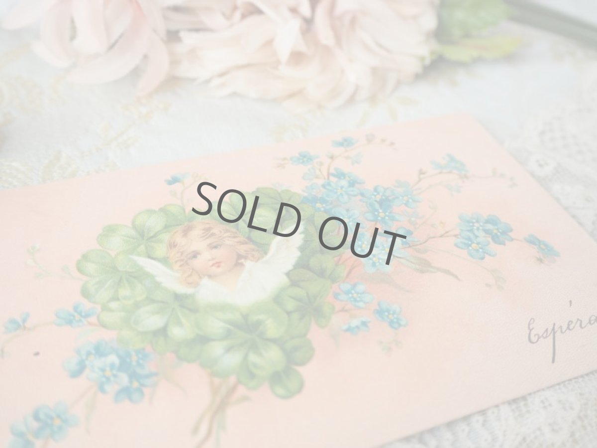 画像5: 天使とハートの形のクローバーと忘れな草のカード (5)