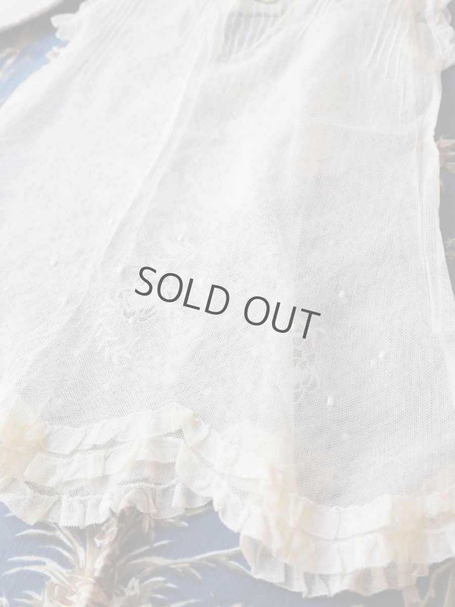 画像11: チュールレースにドット刺繍のベビードレス (11)