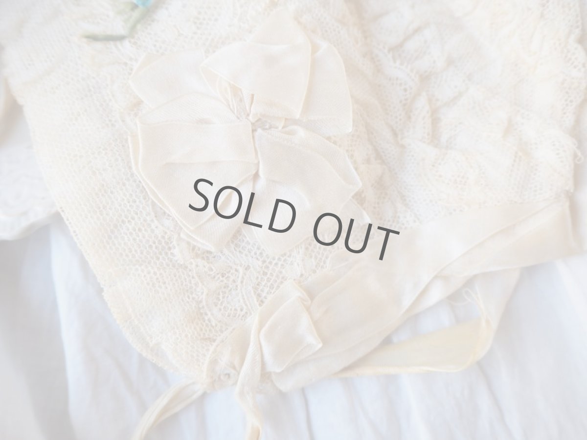 画像2: ロココリボンと段々レースフリルのベビーボネ／シルクライナー (2)