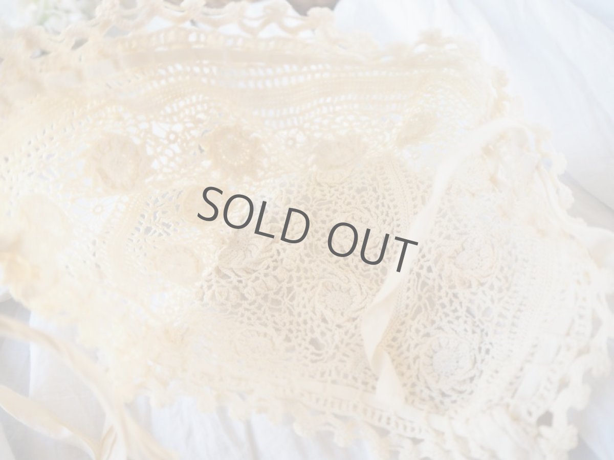 画像7: 手仕事クロシェレースの小さなベビーボネ (7)